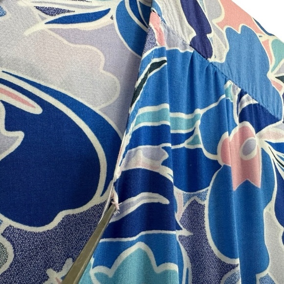 Abel the Label Womens Floral High Low Midi Dress Sz Medium Blue Flutter Sleeve - Picture 7 of 10